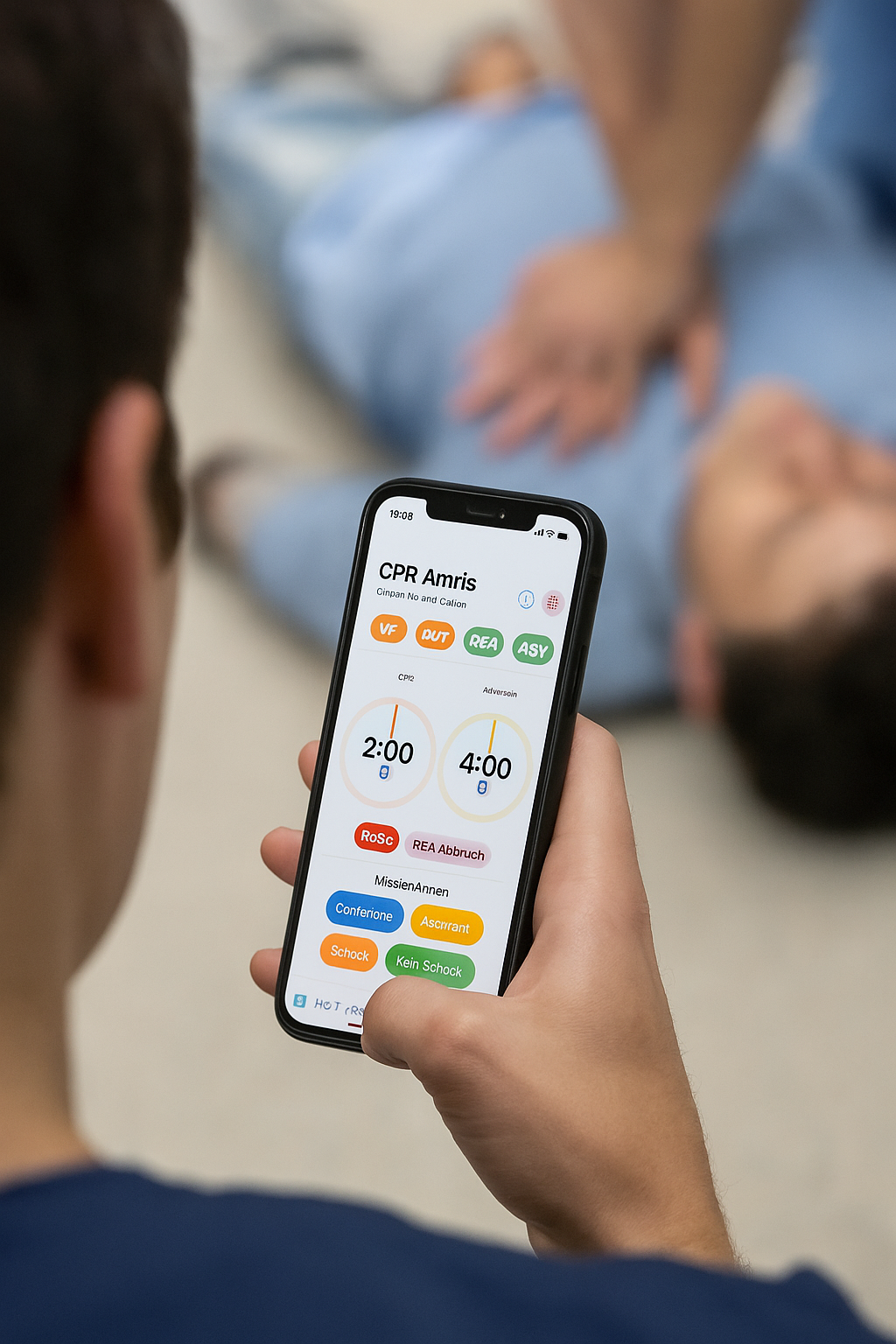 Hand mit Smartphone – CPR Amris im Einsatz